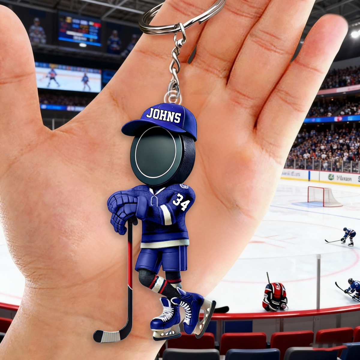 Personalized Name Cool Ice Hockey Acrylic Keychain