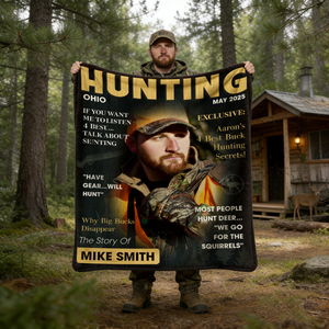 Personalized Hunter Magazine Cover Blanket, Custom Gift For Hunter, Hunting Gift For Man