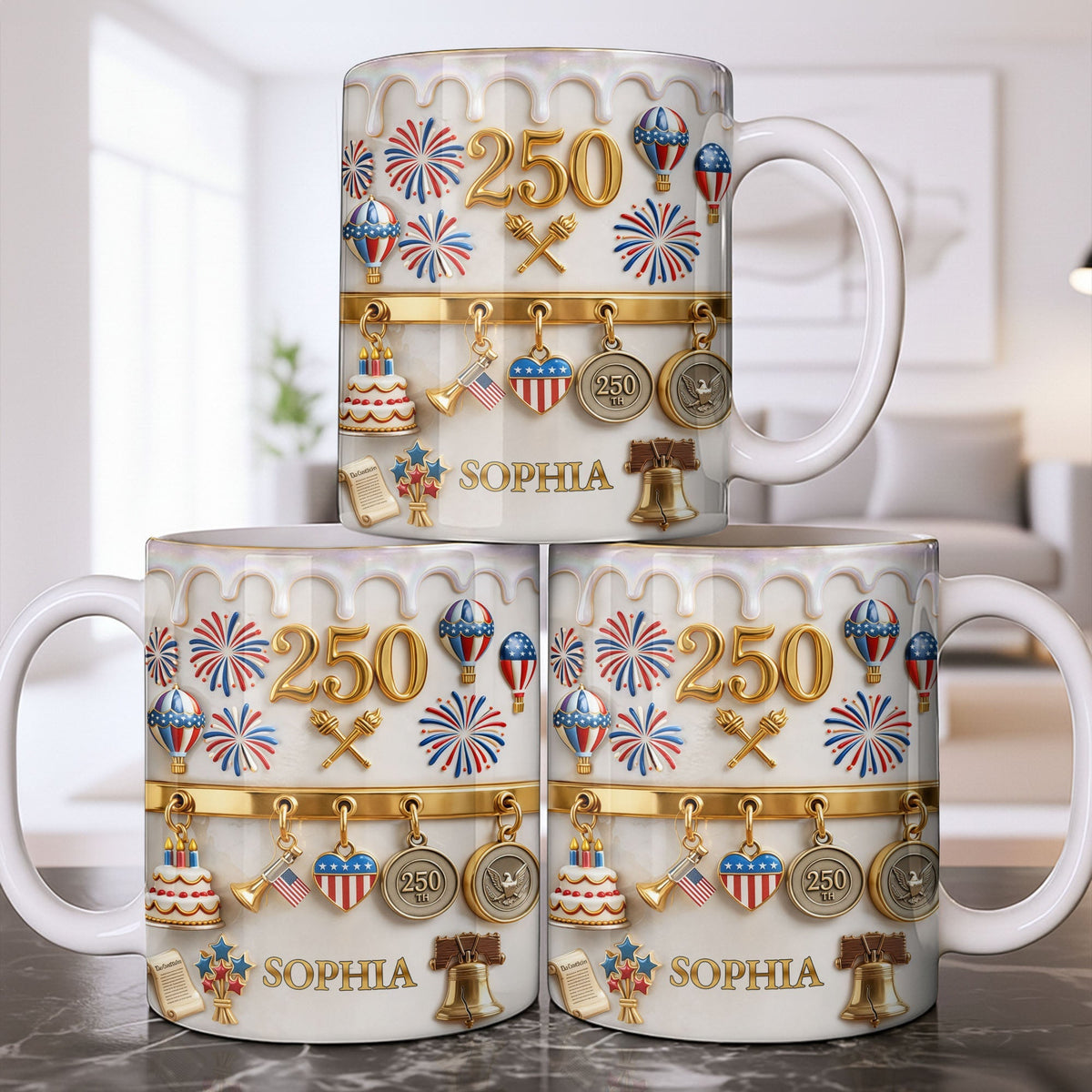 Gift For Patriots & USA Lovers – Personalized "Celebrating Freedom" Mug