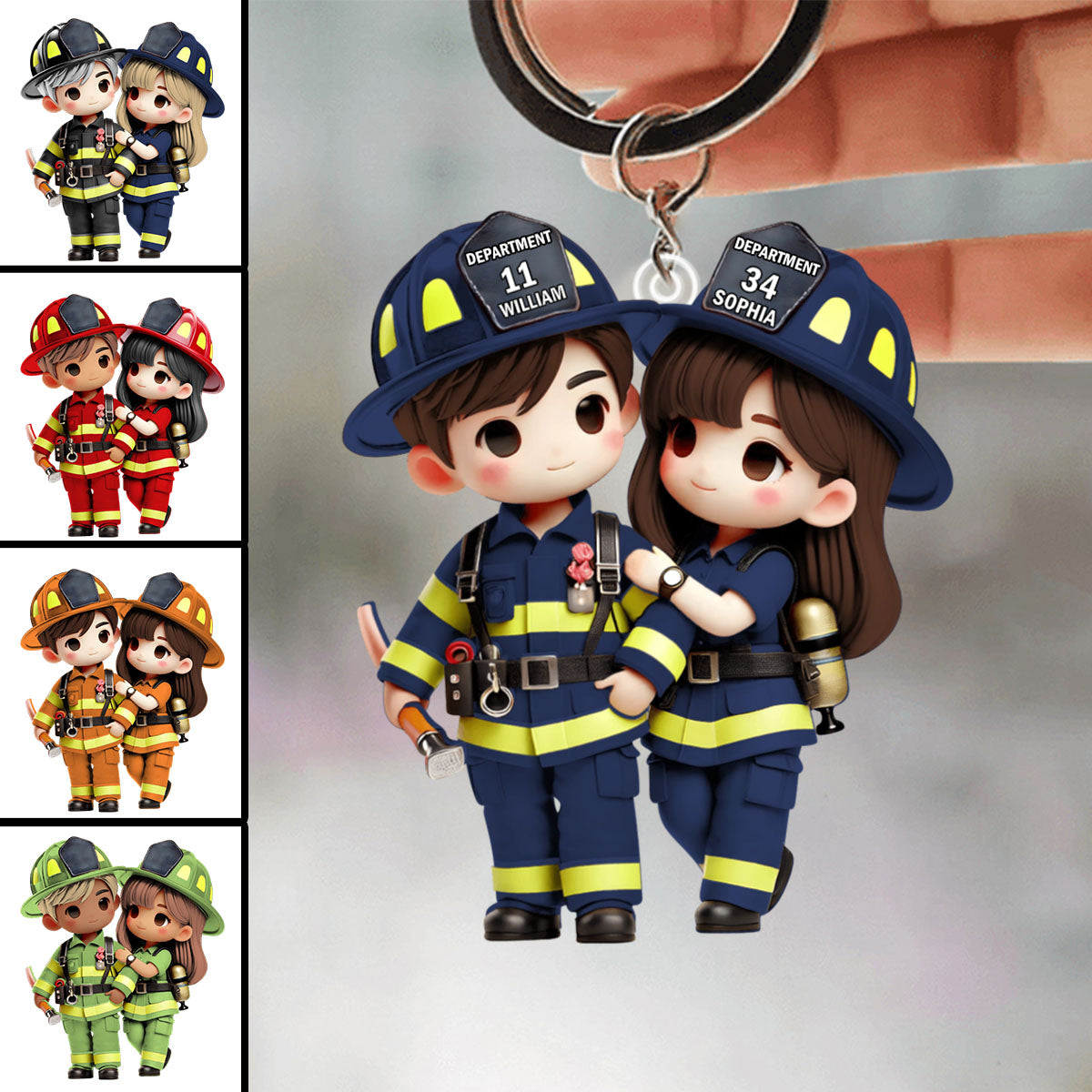 Personalized Gifts For Couple Keychain Firefighter Couple