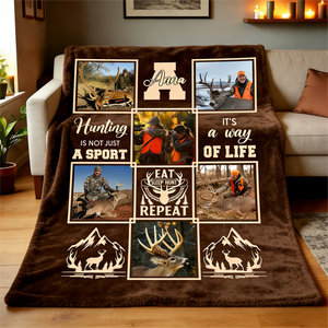 Personalized Deer Hunting Blanket, Hunting Memory Photo Collage, Best Gift For Deer Hunters