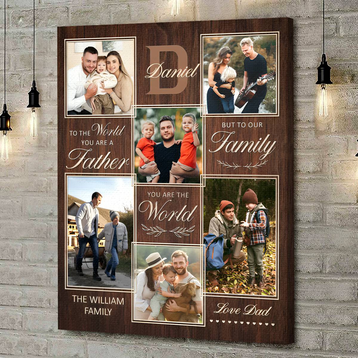 Personalized Father Photo Collage Canvas, Custom Family Photo Gift, Meaningful Father’s Day Gift, Best Dad Ever Keepsake