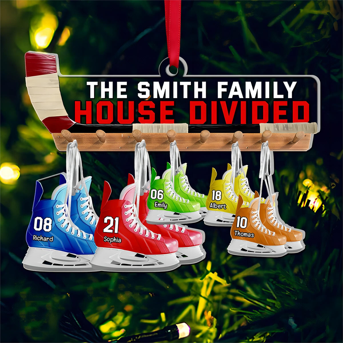 Hockey Family Roller Skates Personalized Christmas Acrylic Ornament