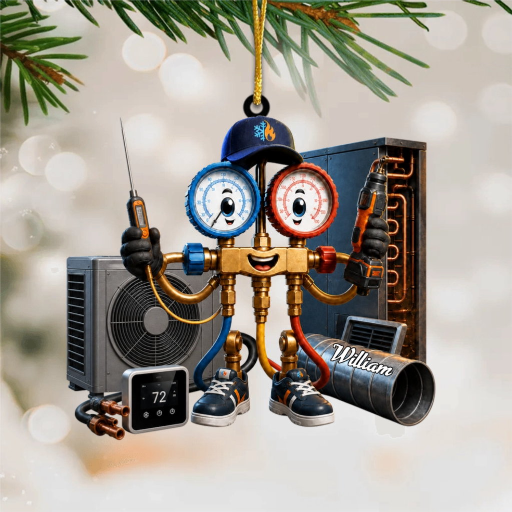 Custom HVAC Tech Hanging Ornament – Personalized Gift For Heating & Cooling Professionals