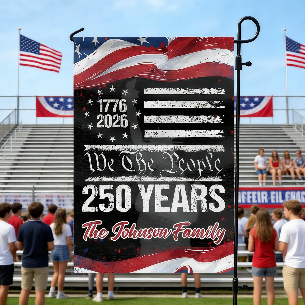 250 Years USA 250th Birthday 1776-2026 Eagle Personalized Garden Flag Gift for Family