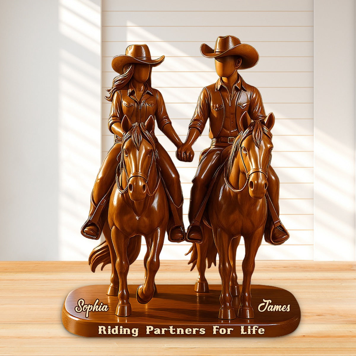 Hitched for Life Cowboy & Cowgirl Gift- Personalized Cowgirl Custom Shaped Acrylic Plaque