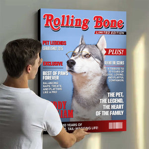 Pet Magazine Cover, Custom Pet Portrait Photo Canvas, Personalized Dog Lover Gift