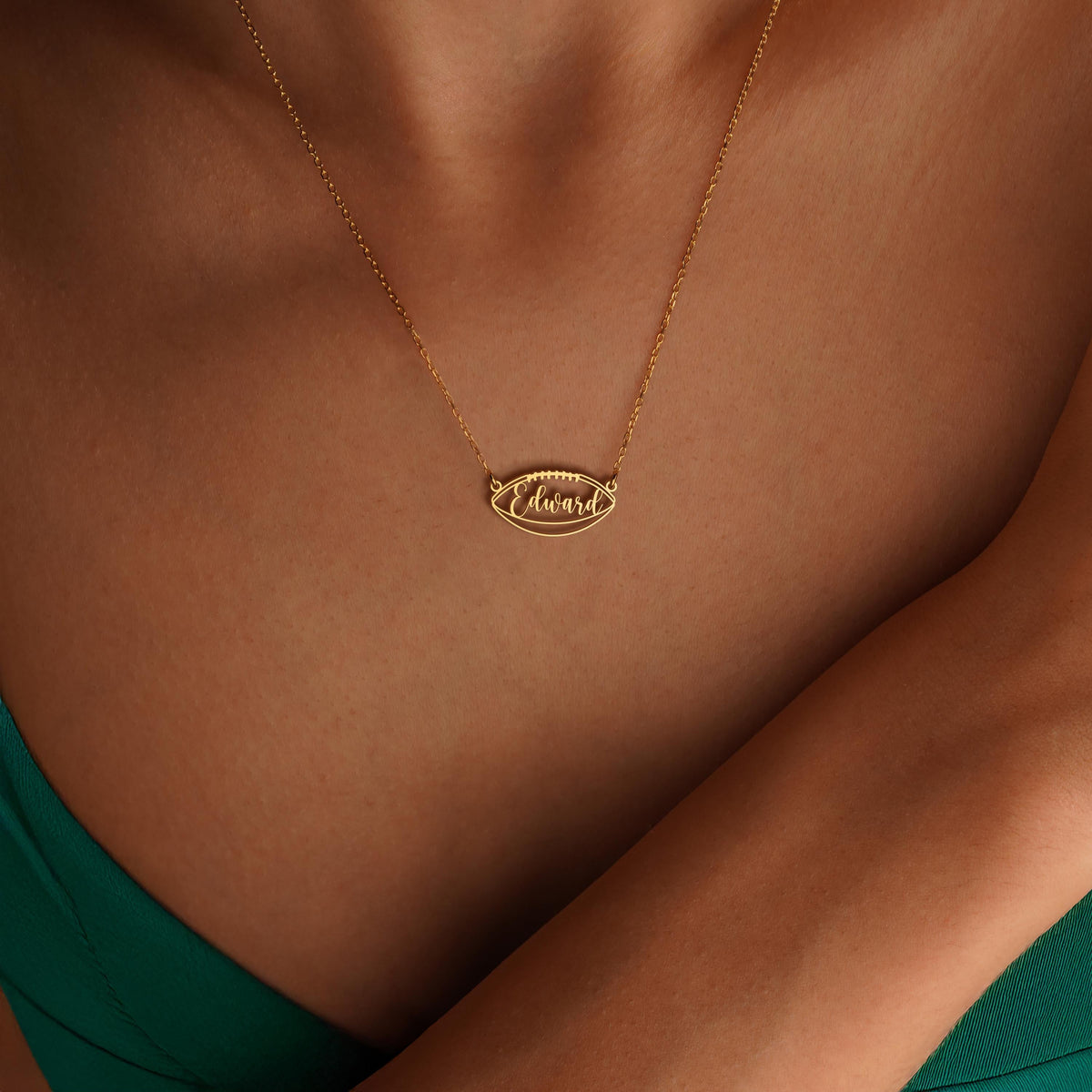 Personalized Football Name Necklace Unique Gift for Football Fans, Sports Jewelry