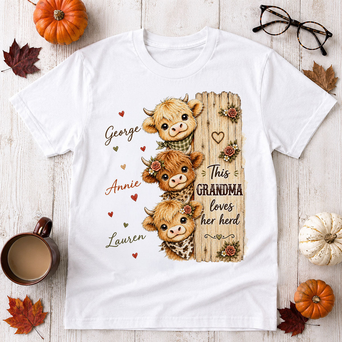 This Grandma Loves Her Herd – Highland Cow Personalized Shirt | Cozy Tee For Grandma