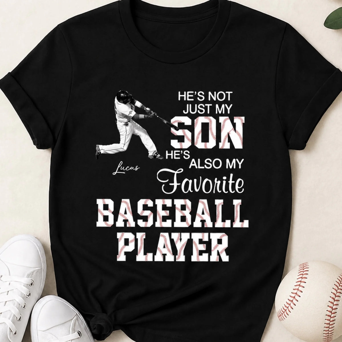 Personalized "Favorite Baseball Player" T-Shirt – Custom Photo Gift For Grandma's Grandson