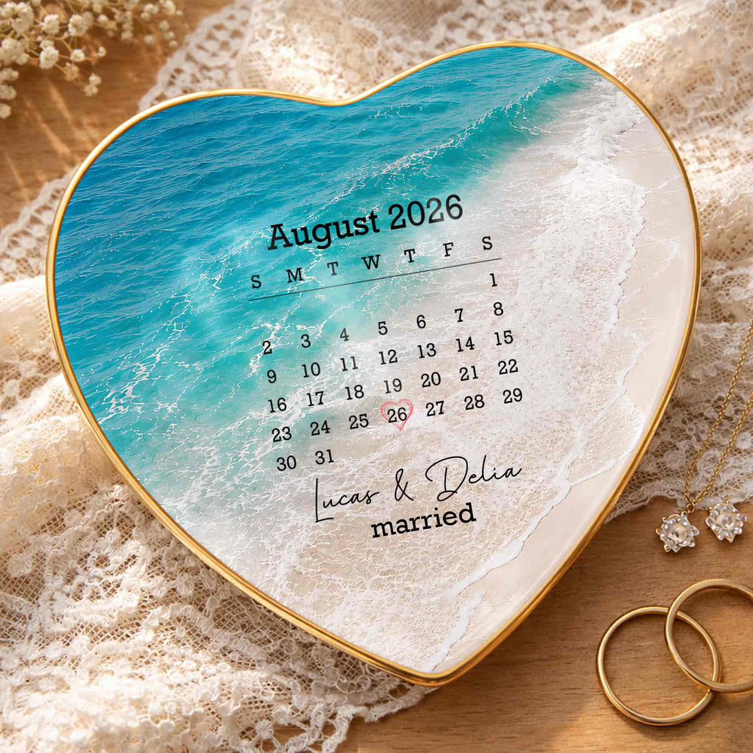 Personalized "Married" Jewelry Dish – Gift For Couples