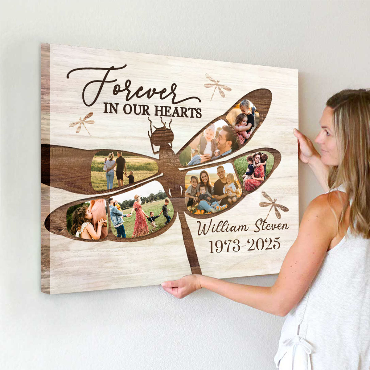 Dragonfly Memorial Photo Collage Canvas, Personalized Memorial Photo Gifts, Remembrance Gifts