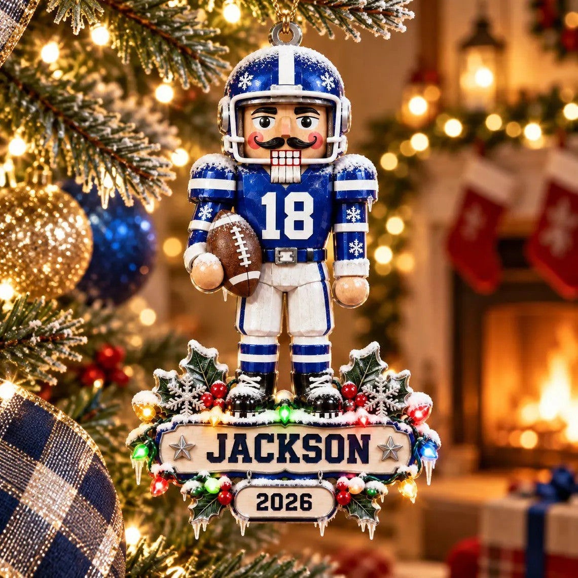 Personalized Football Nutcracker Flat Acrylic Ornament