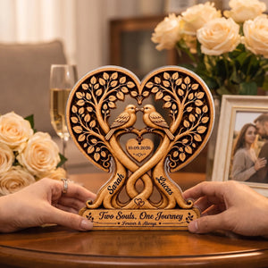"Two Souls, One Journey" – Personalized Acrylic Plaque | Custom Anniversary Gift & Wedding Decor