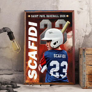 Custom Baseball Senior Portrait Canvas – Personalized Player Photo Name & Number, Gifts For Baseball Players, Senior Night Sports Wall Art