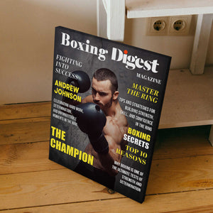 Personalized Boxing Digest Canvas – Custom Name Boxer Poster | Boxing Magazine Gift & Room Decor