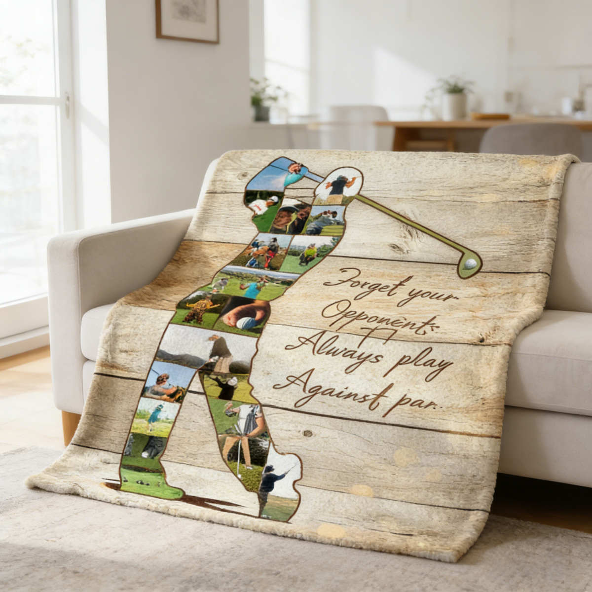 Personalized Golfer Photo Collage Blanket,Golf Coach Gift, Gift For Golf Lovers