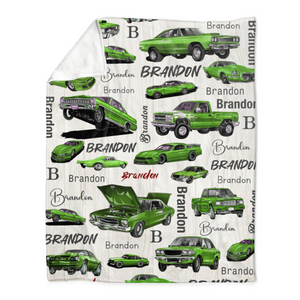 "Classic Muscle Car" Personalized Blanket – Custom Name Fleece Throw For Car Enthusiasts