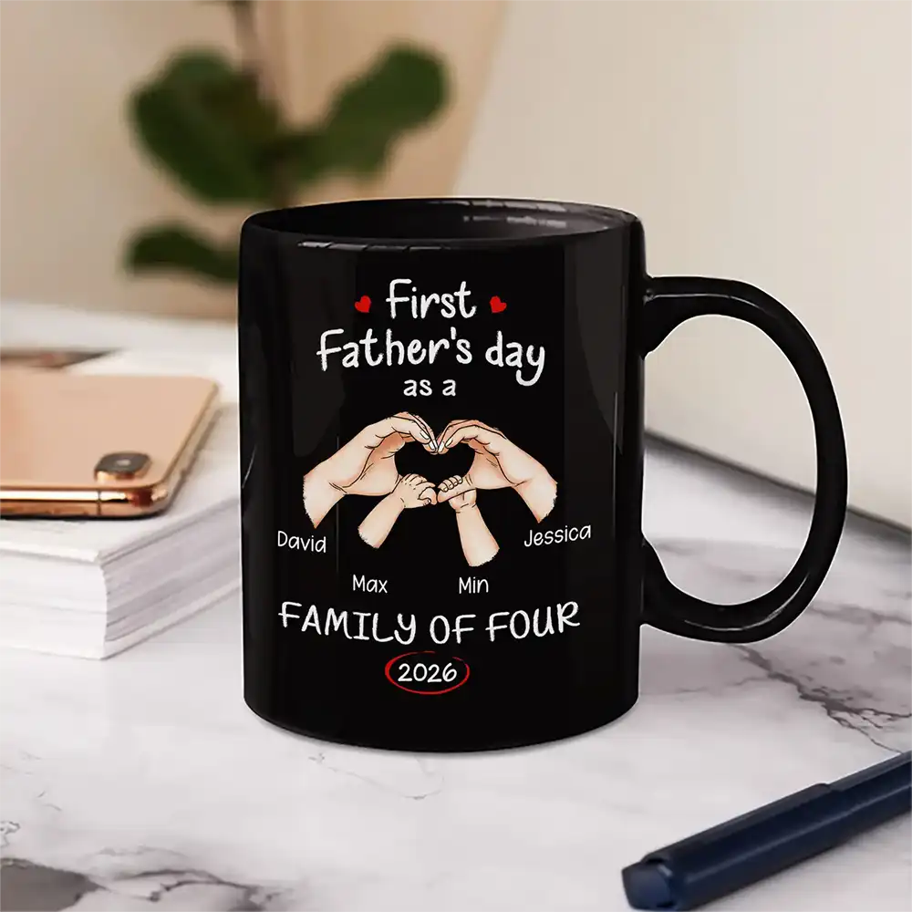 New Family Gift – Personalized Mug "First Time Ever As A Family Of Three"