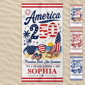 Personalized "Freedom Feels Like Summer" Beach Towel – Family Gift