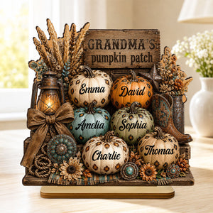 Personalized "Western Leopard Pumpkin Patch" Wooden Plaque – Fall Halloween Decor For Grandma