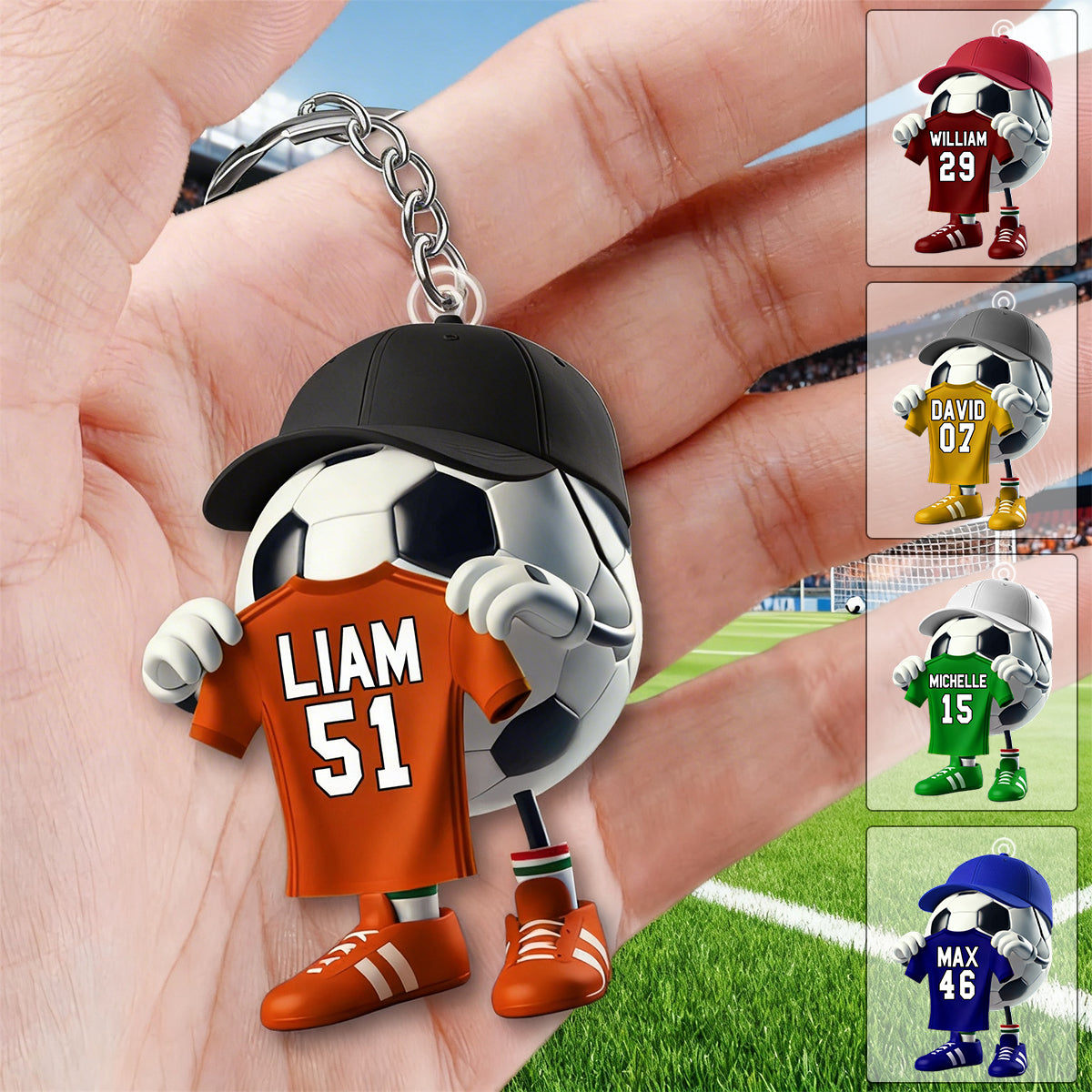 Custom Name Soccer Keychain, Soccer Lover Personalized Gift