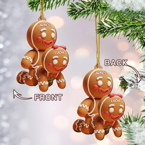 Personalized "Gingerbread Couple" Wood Ornament – Custom Shape Cutout & Print