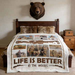 Personalized Hunting Photo Collage Blanket,Hunting Memories Gift For Hunters