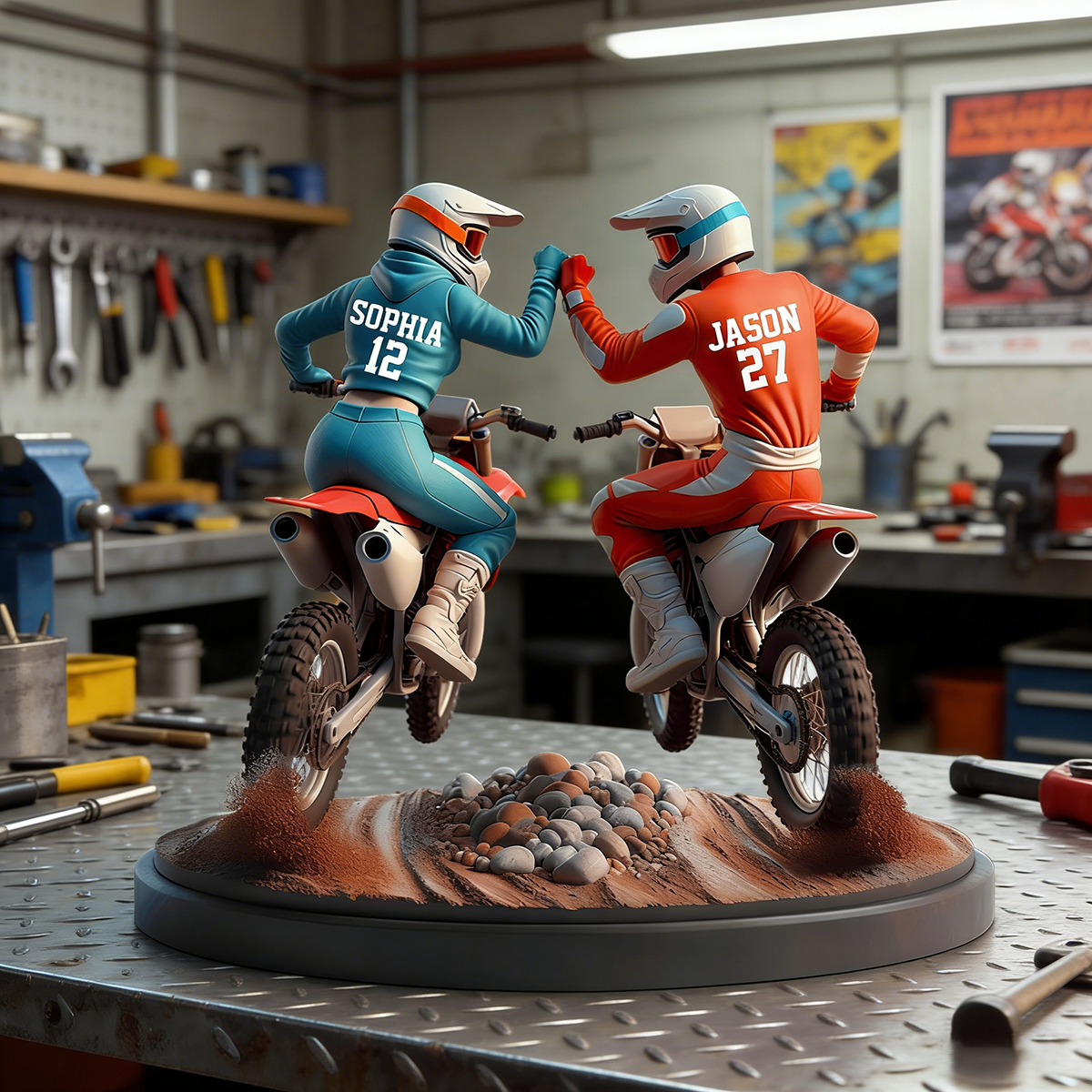 "Ride Together, Stay Together" - Personalized Dirt Bike Couple Acrylic Plaque - Custom Gifts for Moto-Loving Couples