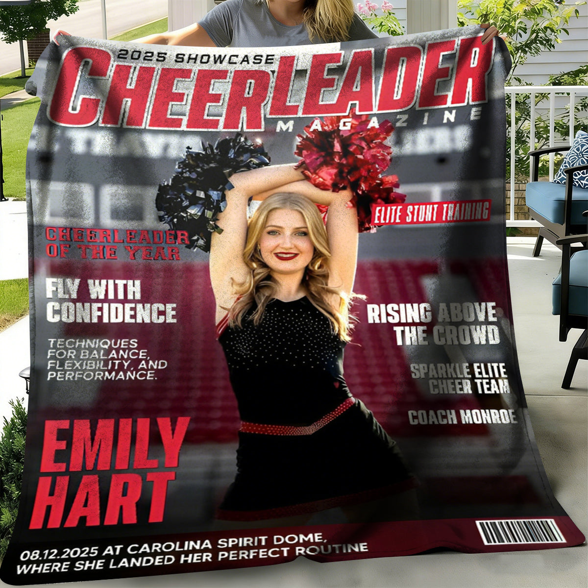 Personalized Cheerleader Magazine Cover Blanket, Custom Cheer Magazine Cover, Cheerleader Gift