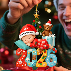 Baby's First Christmas Keepsake – Personalized Acrylic Ornament with Baby Photo For Holiday Tree Decor