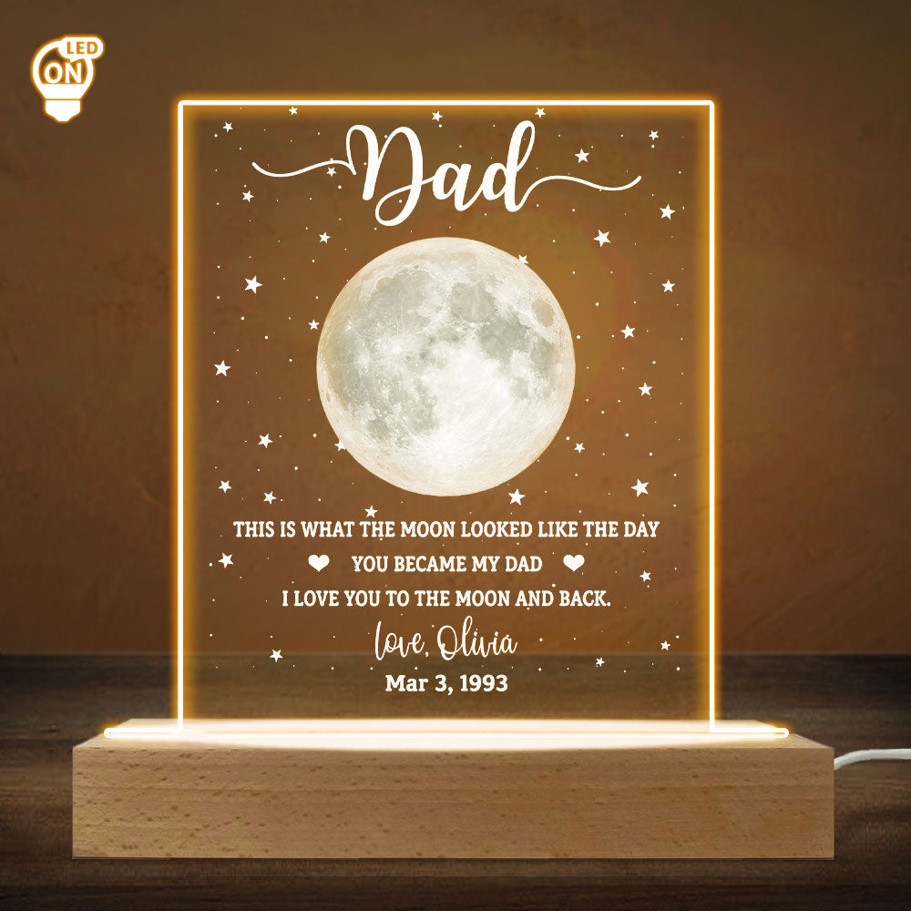 Personalized "This Is What The Moon Looked Like" Plaque – Walnut Base | Sentimental Gift