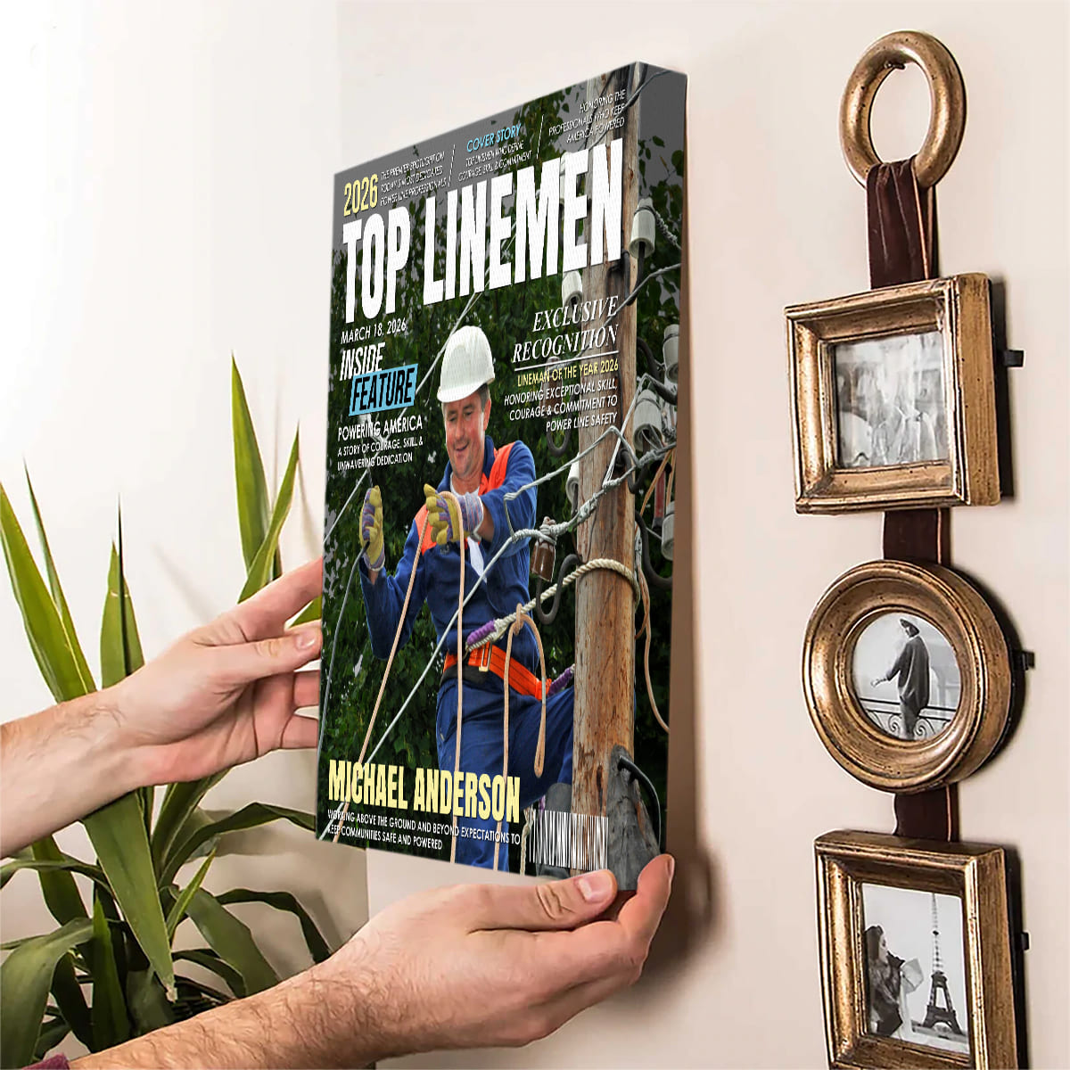 Personalized Top Lineman Magazine Canvas – Custom Recognition Gift For Electrical Lineworkers