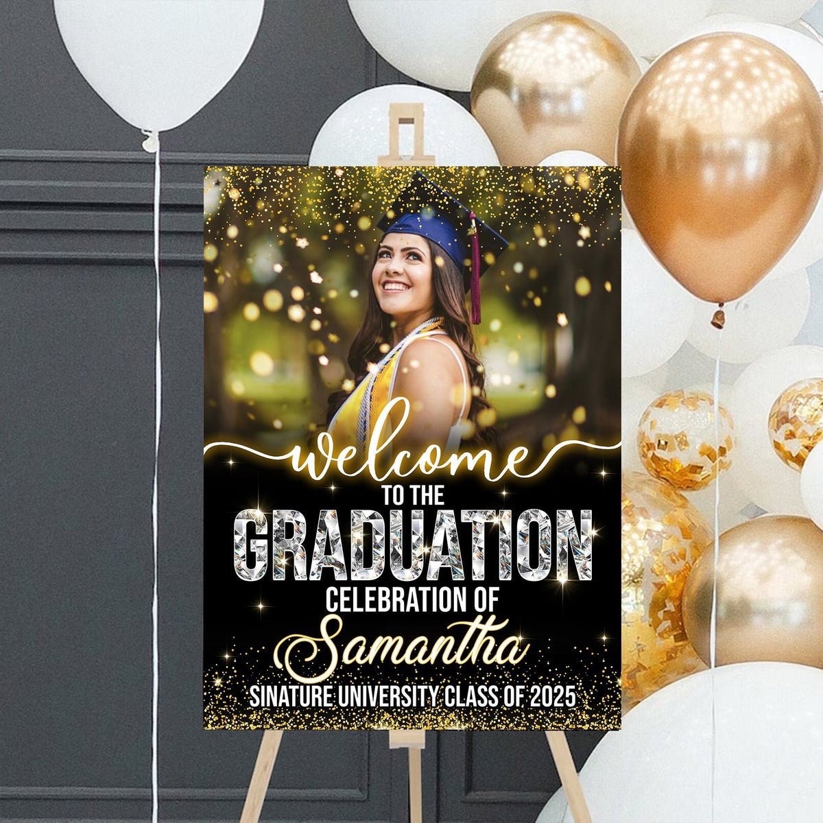 Custom Photo Grad Party Canvas Sign - Personalized Graduation Decoration Canvas