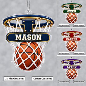 Personalized Basketball Hoop Christmas Ornament – Custom Name & Ball-In-Net Acrylic Keepsake | Gift for Players & Coaches