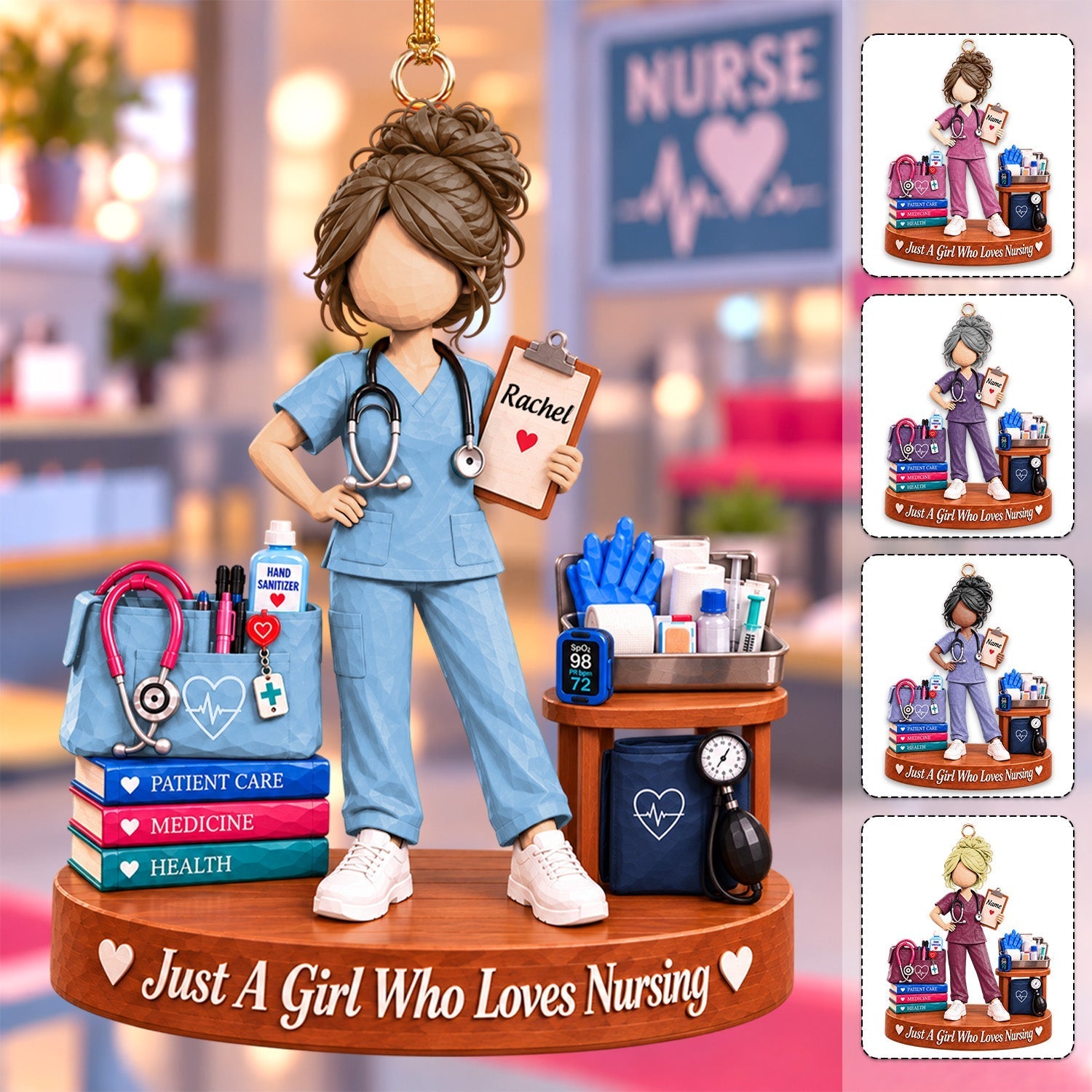 Personalized "Just A Girl Who Loves Nursing" Acrylic Ornament – Custom Name Keepsake Gift For Nurses