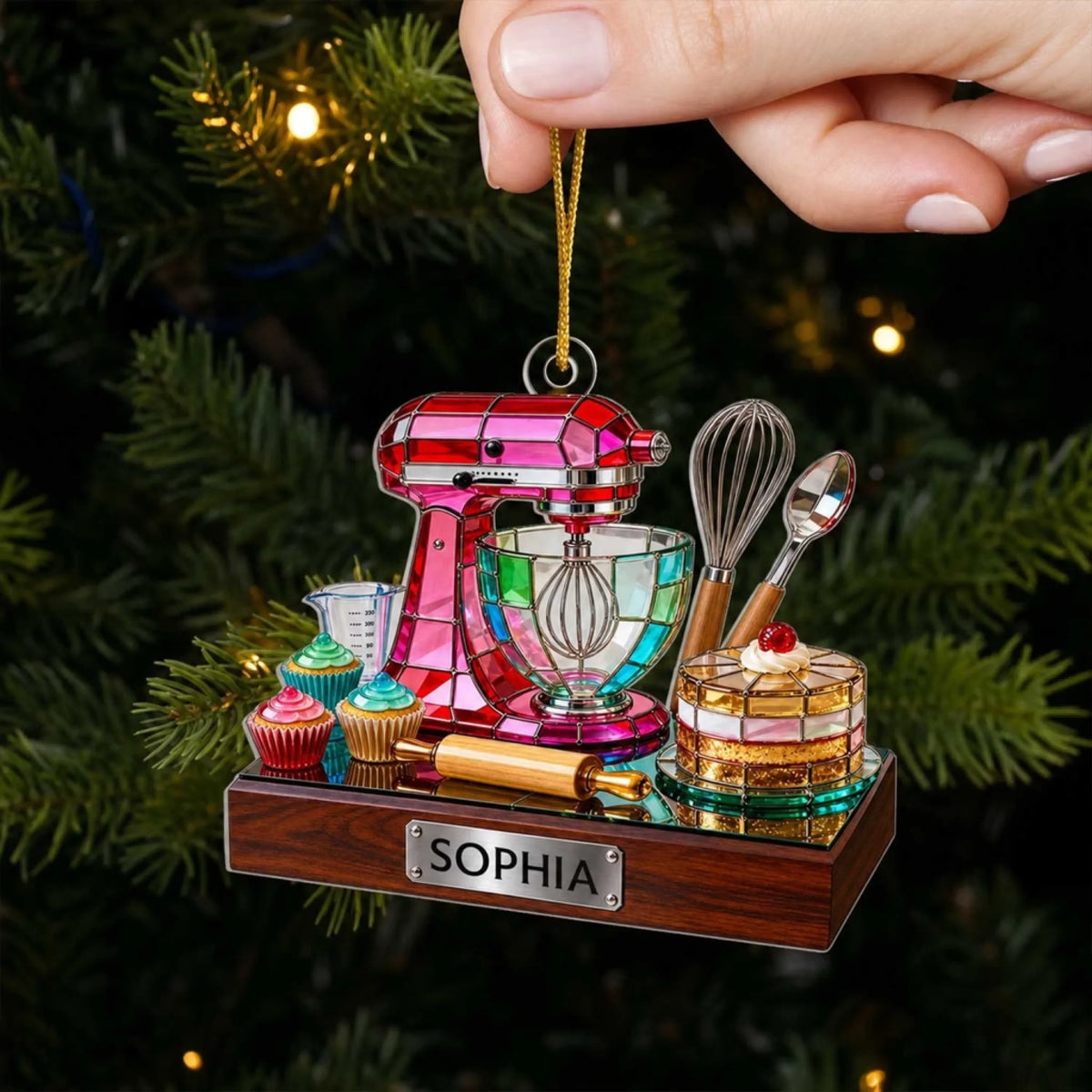 "Life Is Better With Butter & Sugar" – Personalized Acrylic Ornament | Colorful Kitchen Decor With Custom Name