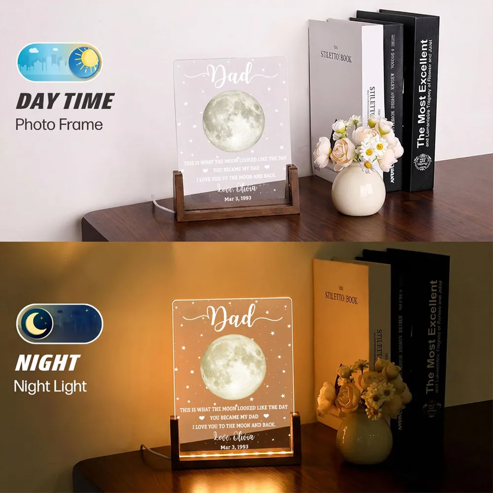 Personalized "This Is What The Moon Looked Like" Plaque – Walnut Base | Sentimental Gift