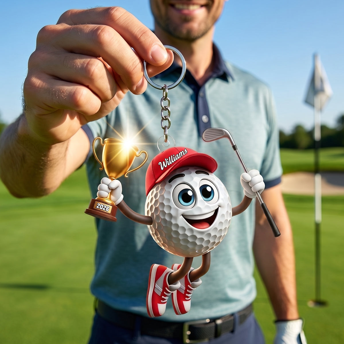 Personalized Keychain – Golf & Trophy Design | A Unique Gift For Golf Lovers And Winners