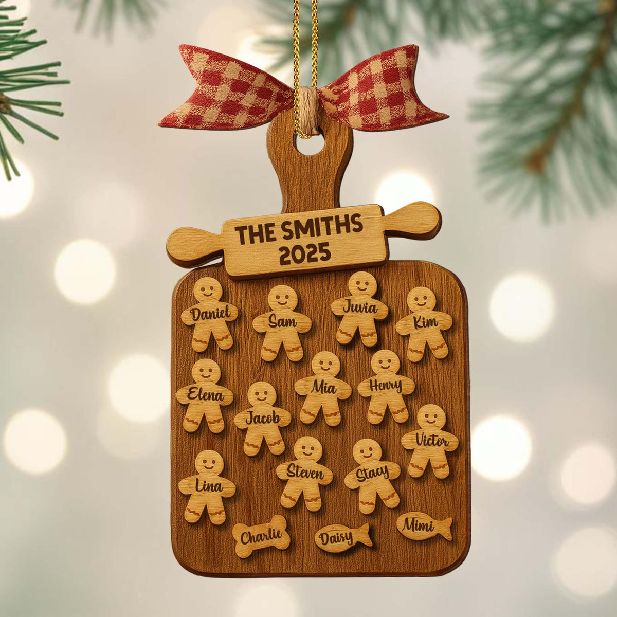 Celebrate Your Family With Cookie Figures Ornament, Personalized Custom Wood Ornament