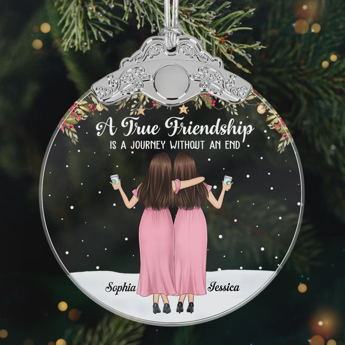 Custom Glass Ornament - Personalized Christmas Best Friend Birthday Gifts For Women, Besties, Sisters, BFF - Friends Make Life More Beautiful