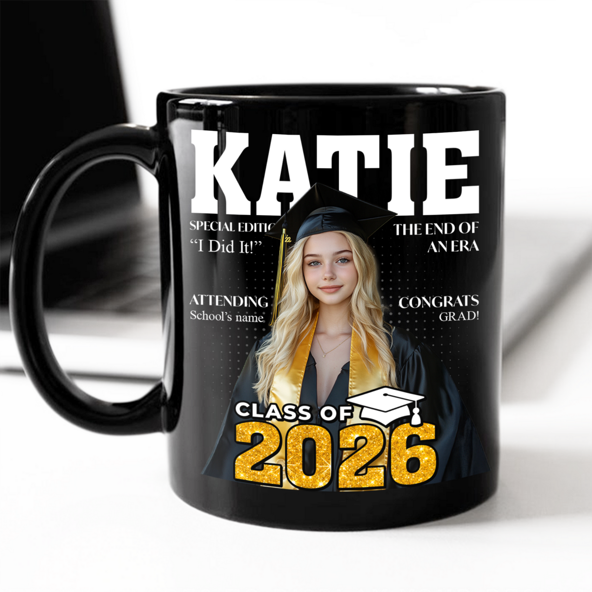 Congratulations Class Of 2026 Magazine Black Mug- Personalized Custom Mug