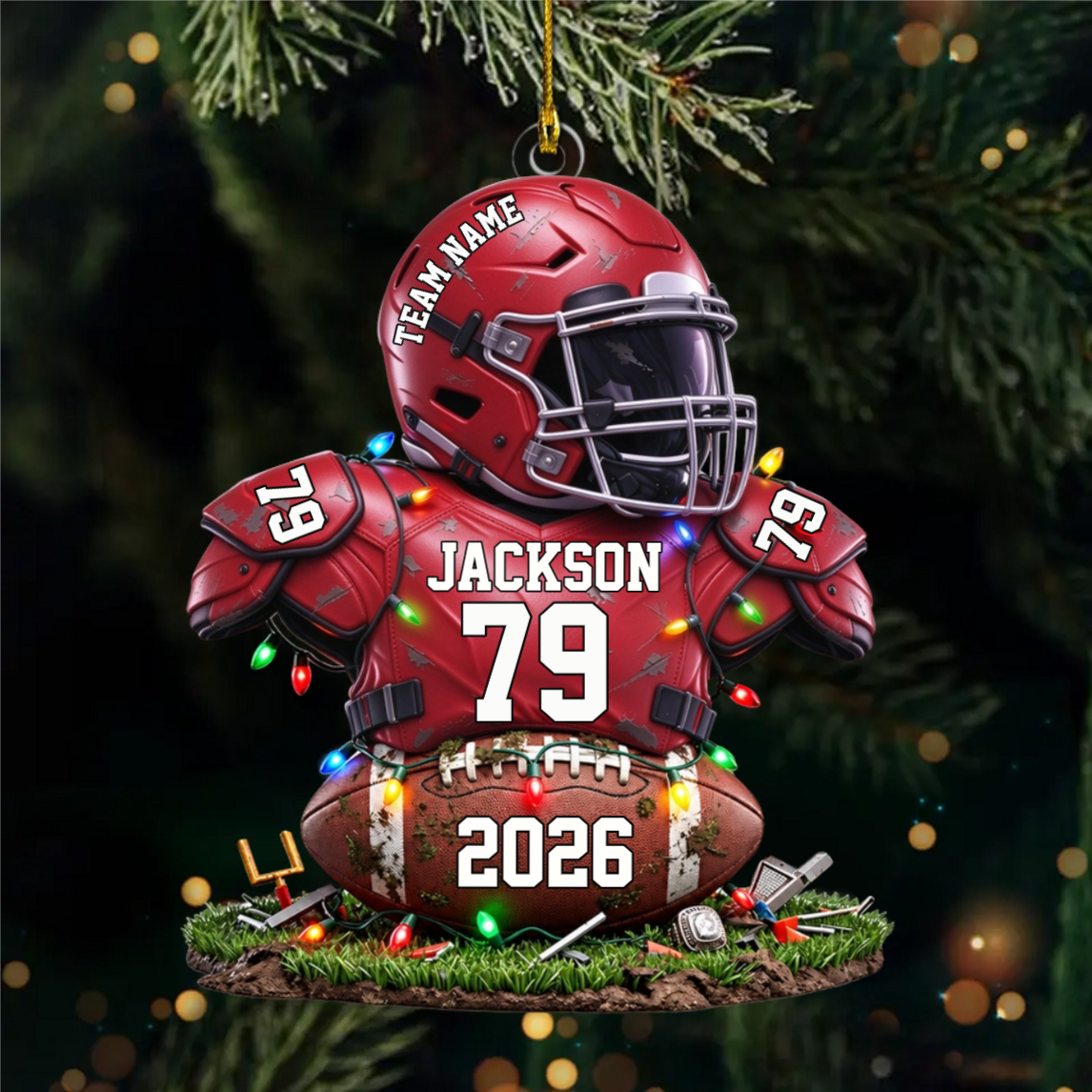 Personalized Football Player Christmas Ornament – Custom Team Jersey Keepsake | Senior Night & Holiday Gift For Sons And Athletes