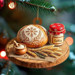 Personalized Sourdough Bread Ornament, Custom Baker Christmas Acrylic Ornament, Bread Lover Gift, Bakery Keepsake