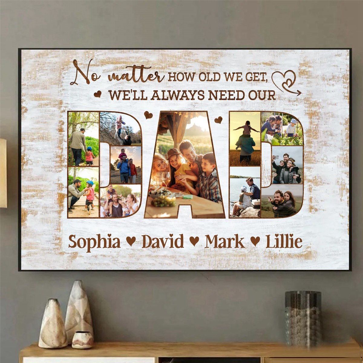 DAD Photo Collage Gift, Personalized Dad Canvas Print, Father’s Day Gift for Husband