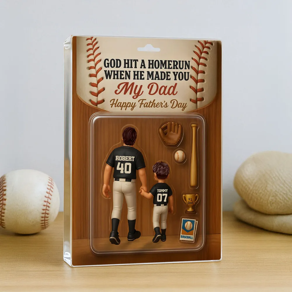 Personalized Acrylic Block Plaque, Father's Day Gift for Baseball Dad