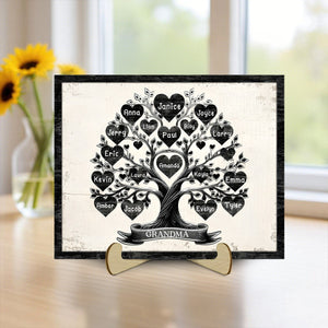 Grandma With Grandkids Tree Name - Personalized Wood Plaque - Gift For Parents Grandparents, Families, Children Grandchildren