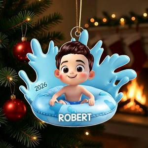 Custom Acrylic "Pool Float Kid" Ornament – Cute Keepsake Gift For Kids & Family