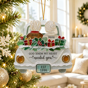 "God Knew My Heart Needed You" – Personalized Acrylic Hanging Ornament | Gift For Couples