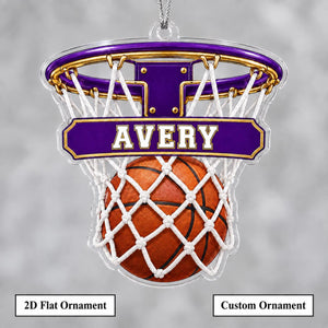 Personalized Basketball Hoop Christmas Ornament – Custom Name & Ball-In-Net Acrylic Keepsake | Gift for Players & Coaches